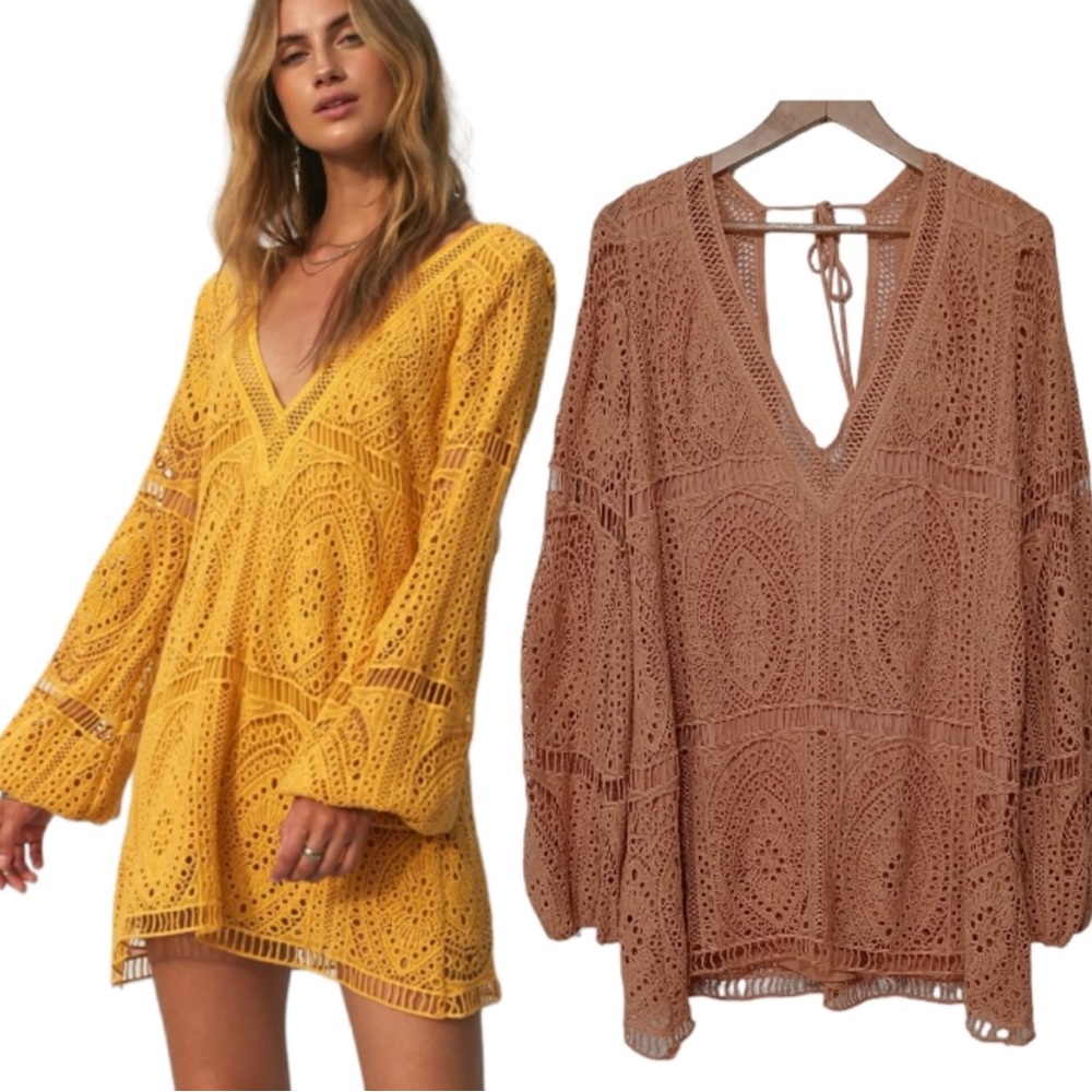 Jen's Pirate Booty Claylace (Terracotta) Crochet mini dress